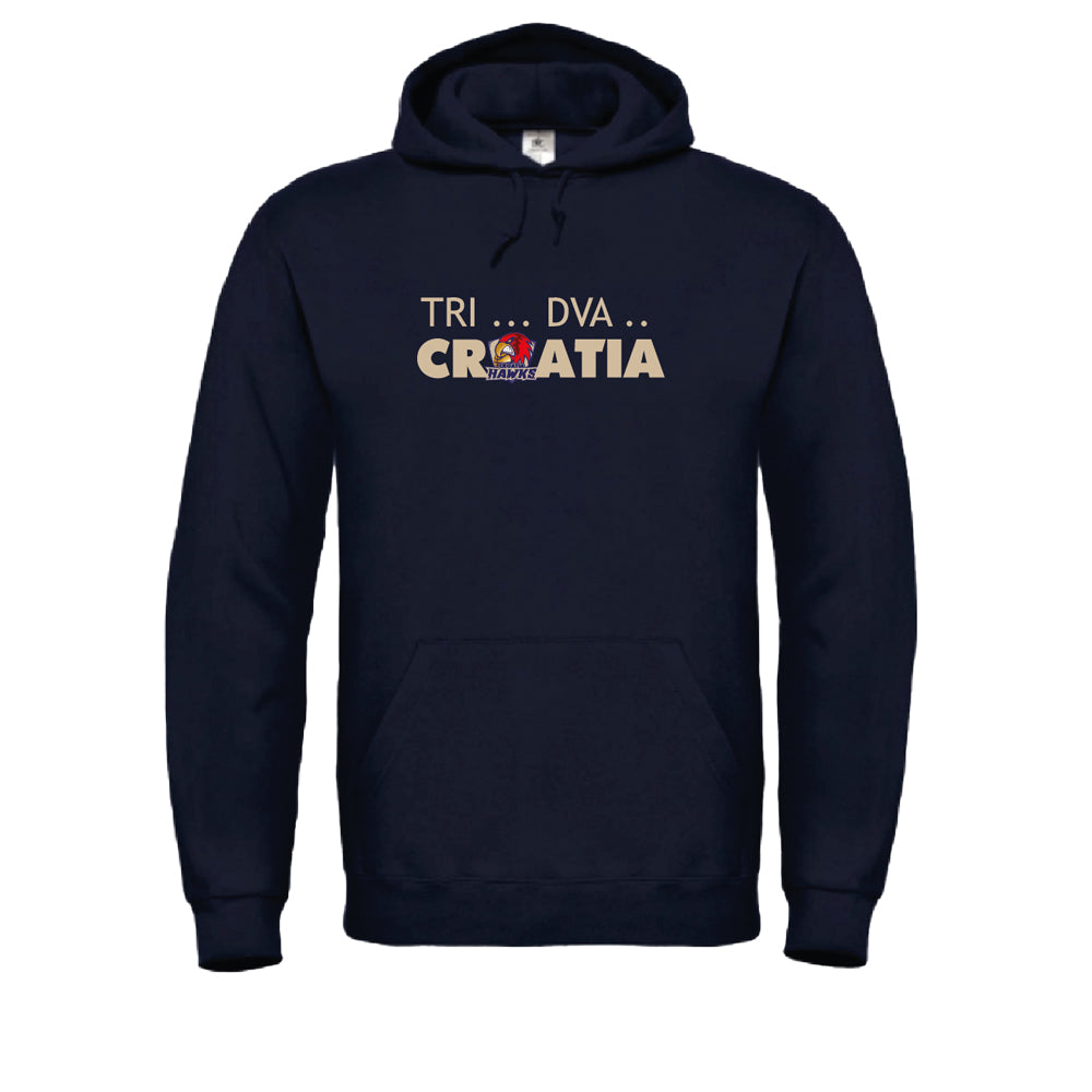 Hoodie Navy - "TRI - DVA - CROATIA"