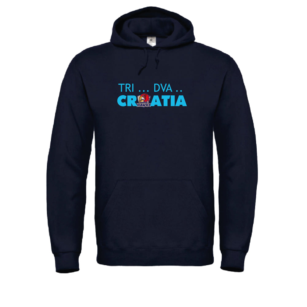 Hoodie Navy - "TRI - DVA - CROATIA"