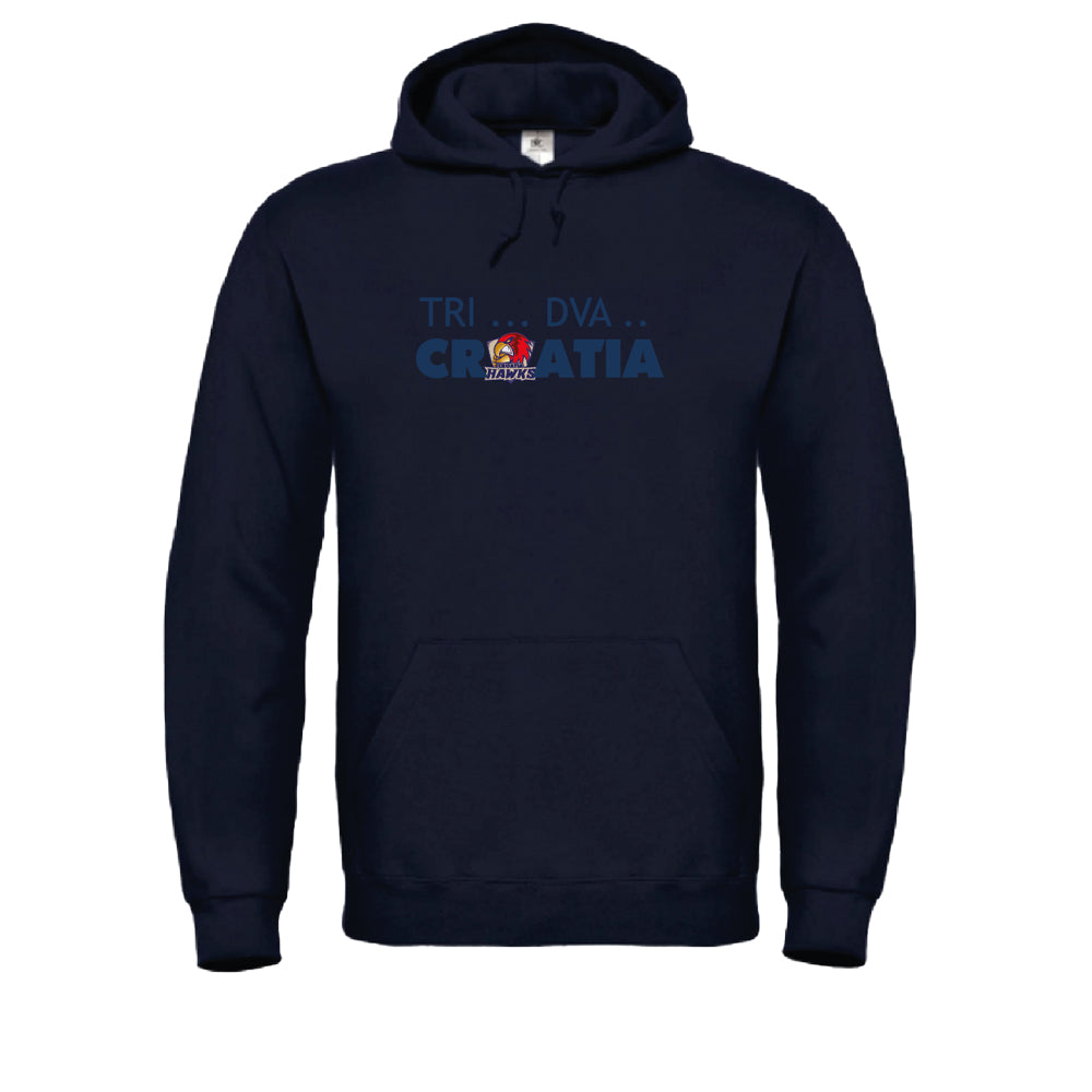 Hoodie Navy - "TRI - DVA - CROATIA"