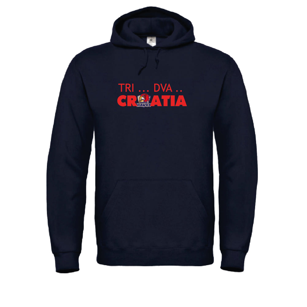 Hoodie Navy - "TRI - DVA - CROATIA"