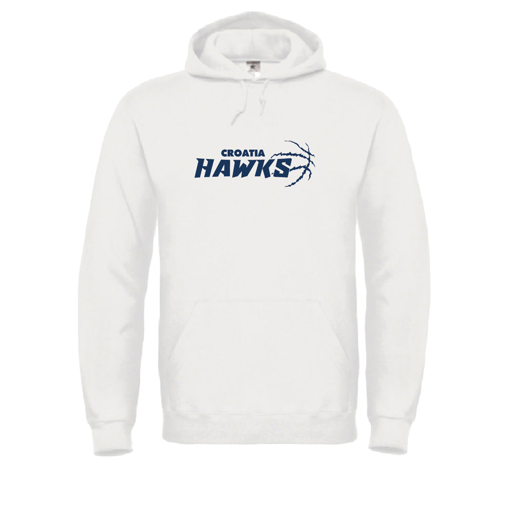 Hoodie Weiß - "Hawks Schriftzug Ball" - einfarbig