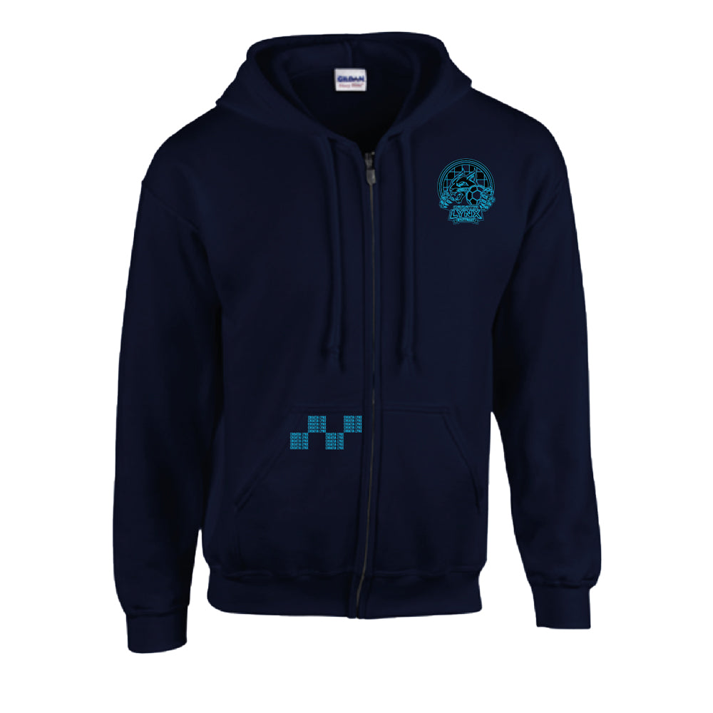 Hooded Fullzipper Navy - "LYNX" - einfarbig