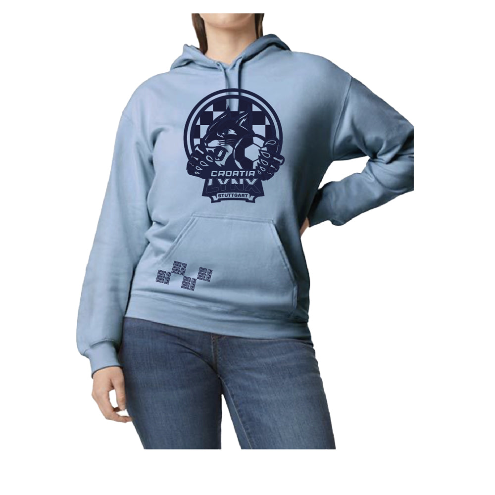Hoodie Stone Blue - "LYNX Logo" - einfarbig