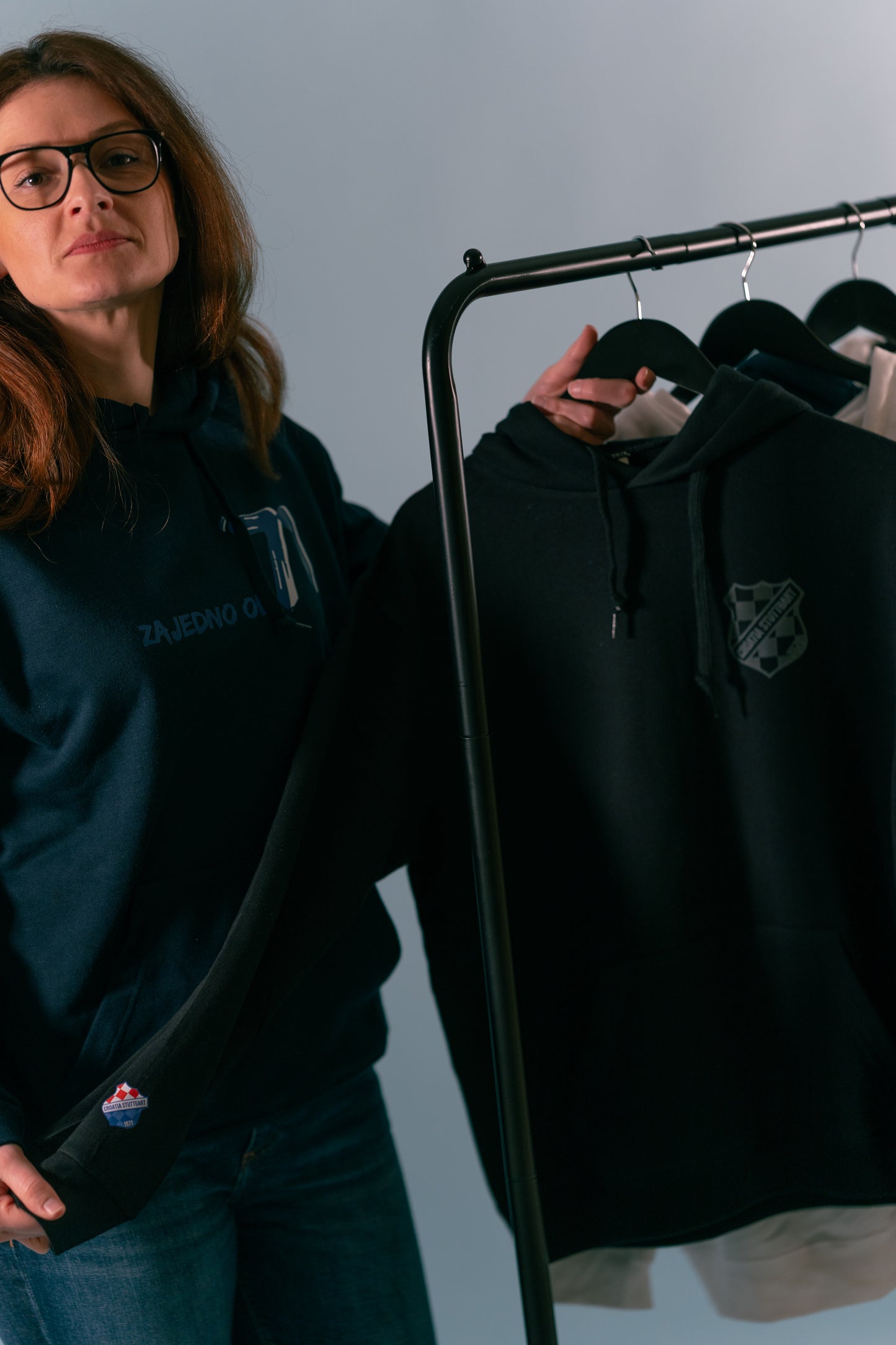 Hoodie schwarz - "Logo Croatia Stuttgart" - all black