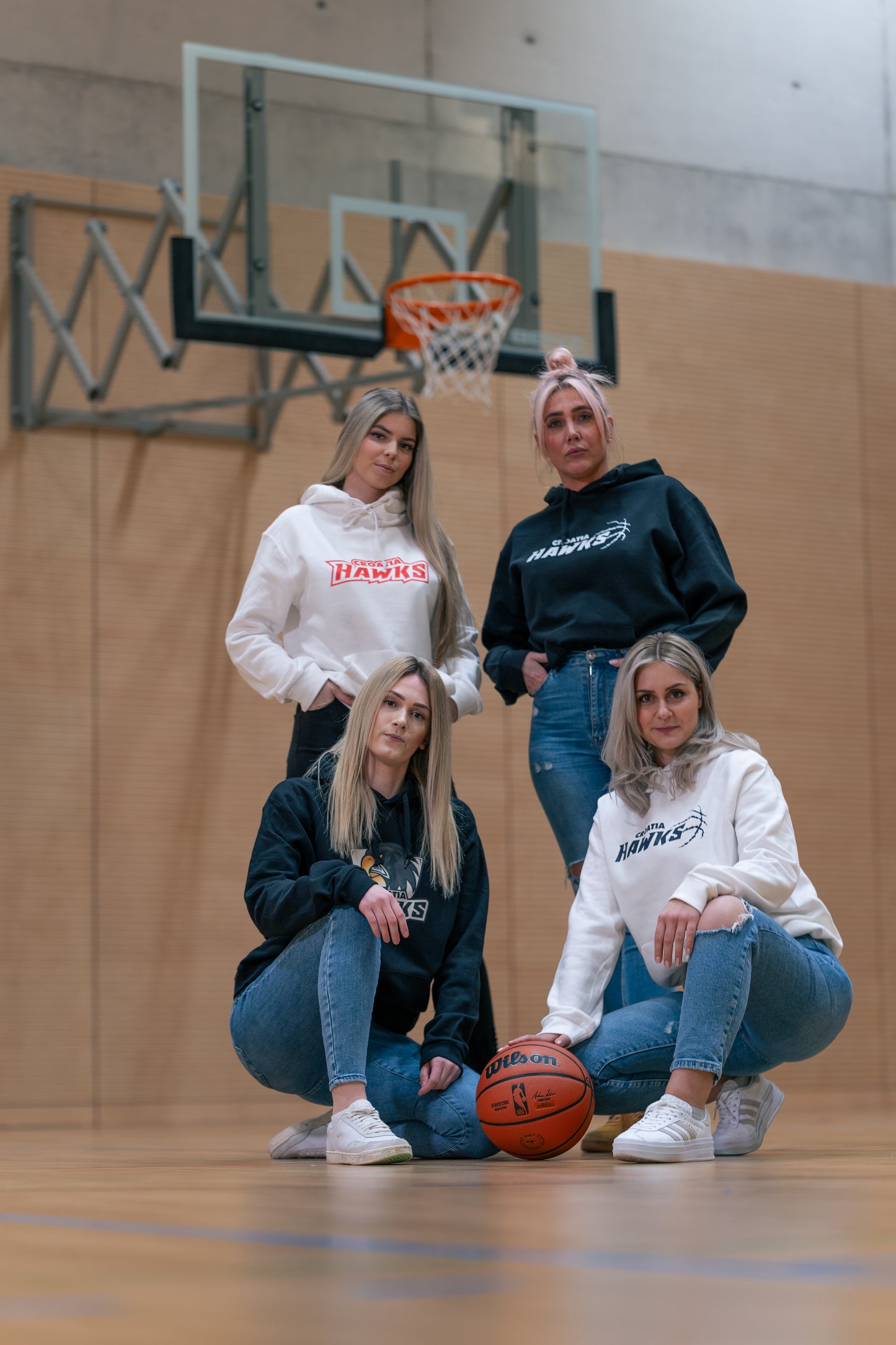 Hoodie weiß - "HAWKS Schriftzug" - einfarbig