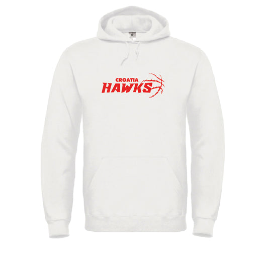 Hoodie Weiß - "Hawks Schriftzug Ball" - einfarbig