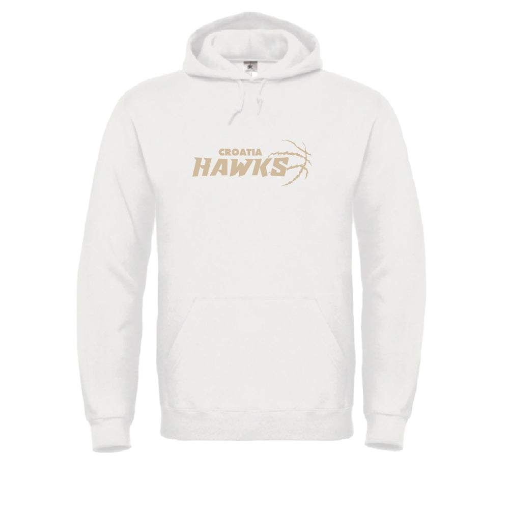 Hoodie Weiß - "Hawks Schriftzug Ball" - einfarbig